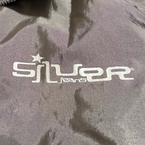 Silver Jeans Hooded Rain Jacket Drawstring Hood Water Resistant Slate Gray L/G - Picture 2 of 8